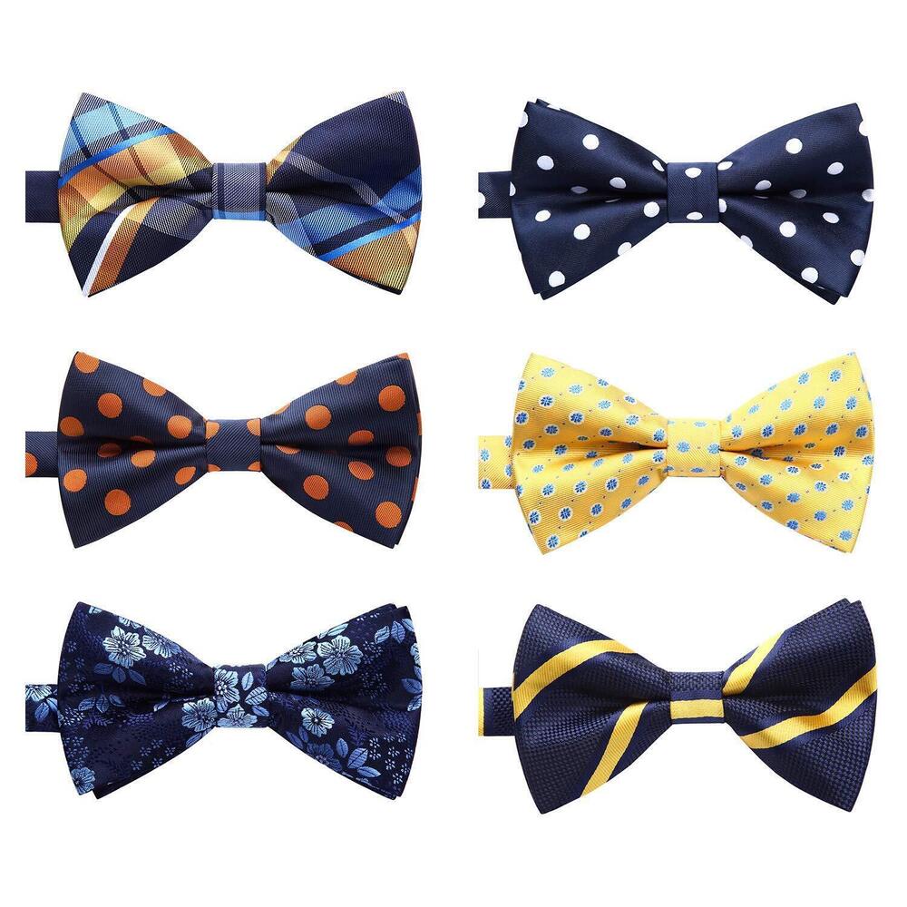 3974 6 Pack Bow Ties Paisley Plaid Dot Pre-Tie Bow Tie Formal Adjustable